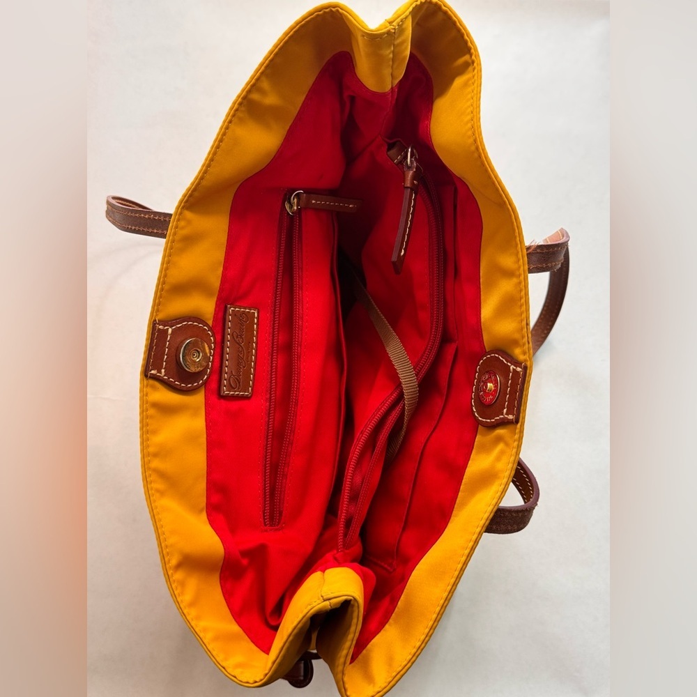 EUC Dooney & Bourke Victoria Nylon Shopper Tote in Mustard - Picture 8 of 11